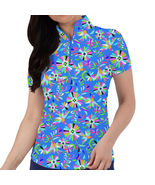 NWT Ladies IBKUL ESTELA BLUE MULTI Short Sleeve Golf Tennis Shirt XS S &amp;... - $84.00 CAD