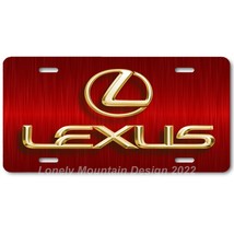 Lexus Logo Inspired Art Gold on Red FLAT Aluminum Novelty License Tag Plate - £14.38 GBP