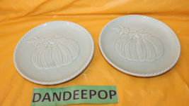 2 CMG Handmade Portugal Gray Snack Plates Pumpkin Design - £22.07 GBP