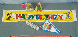 Vintage Lot Birthday Party Accessories Banner Hats Candle etc.dq - £25.89 GBP