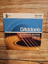 D&#39;Addario EJ16-3D Phosphor Bronze Light Acoustic Guitar Strings 3 Sets EJ16 - £15.43 GBP