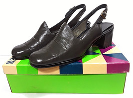 Vtg FANFARES Grey Dress Shoes in Box Womens Sz 8.5M Slingback Heels Pump... - £41.79 GBP