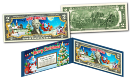 Merry Christmas * Santa Claus * Xmas Official Genuine Legal Tender U.S. $2 Bill - £11.20 GBP