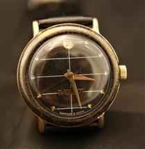 Vintage 1980&#39;s USSR Raketa (Rocket) 17J men&#39;s dress black dial wristwatch - £97.34 GBP