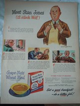 Grape Nuts Wheat Meal Meet Stan Jones Advertising Print Ad Art 1940s  - $6.99