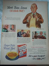 Grape Nuts Wheat Meal Meet Stan Jones Advertising Print Ad Art 1940s  - £5.35 GBP