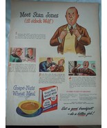 Grape Nuts Wheat Meal Meet Stan Jones Advertising Print Ad Art 1940s  - €6,07 EUR