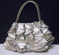 Sondra Roberts Women&#39;s Purse Handbag Metallic Silver Ruffles Every Day Diva - £28.10 GBP