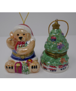 Mr Christmas Picture Holding Ceramic Musical Ornaments Bear &amp; Tree - $356.10 MXN