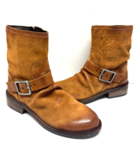 MIZ MOOZ SUEDE PRINTED LEATHER  BOOT SIDE BUCKLE 37EU / 7US SADDLE Z-96 - $59.95