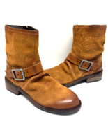 MIZ MOOZ SUEDE PRINTED LEATHER  BOOT SIDE BUCKLE 37EU / 7US SADDLE Z-96 - $127.71