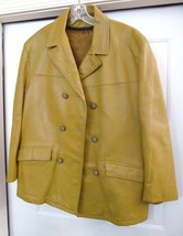 VTG Schott Bros Inc Women&#39;s Cabretta Leather Car Coat Jacket Mustard S/M RARE - £181.12 GBP