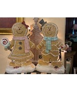 NEW DECORATIVE SUGARED GINGERBREAD BOY &amp; GIRL TABLETOP DECOR PASTEL COLORS! - $58.41