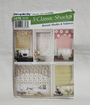 Simplicity Crafts Pattern 5476 - 5 Classic Window Shades Roman & Valances/Uncut - £5.38 GBP