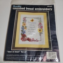 NEW Bucilla Close At Heart Counted Bead Embroidery Cross Stitch Kit 9&quot; x... - $18.29
