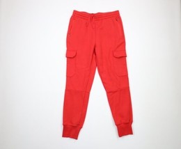 Vintage 90s Streetwear Mens Medium Faded Blank Cargo Sweatpants Joggers Red - £35.02 GBP