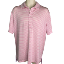 RLX Ralph Lauren Mens Golf Polo Shirt Pink White Striped 1892 Moisture Wicking M - £16.87 GBP