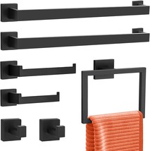 Fochier F 7 Pieces Bathroom Hardware Accessories Set Matte Black Stainless Steel - $60.99