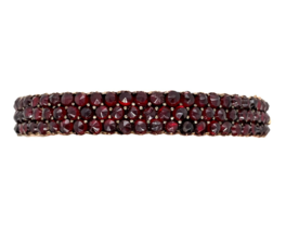Genuine Natural Bohemian Garnet Bangle Bracelet with Triple Row (#J7249)... - $7,632.67 MXN