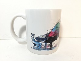 Female Pianist Playing Music Grand Piano Coffee Mug Cup Heart 1980&#39;s - $10.39