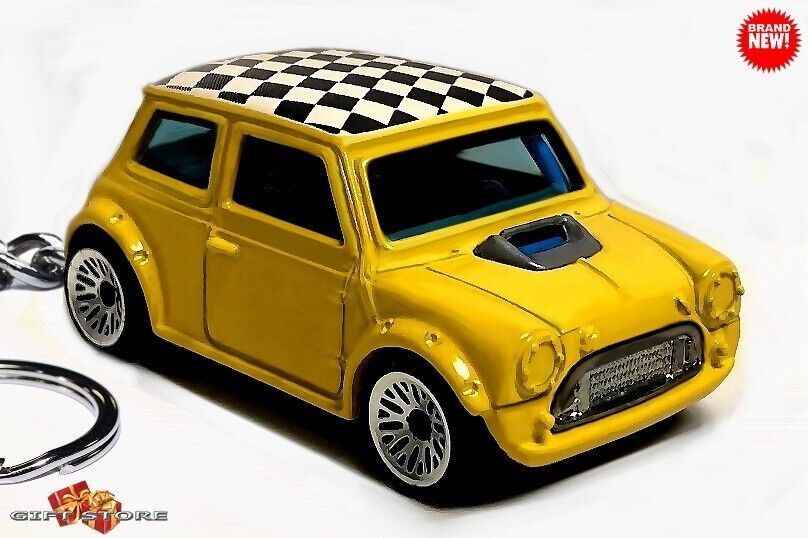 KEYCHAIN YELLOW AUSTIN MORRIS MINI COOPER 1275 CUSTOM Ltd Ed. GREAT GIFT - $24.98
