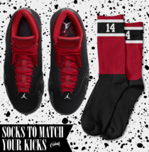 STRIPES Socks for Air J1 14 Low Iconic Red Lipstick Gym Red Shirt  - £16.53 GBP