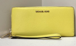 NWB Michael Kors Continental Wallet Sunshine Yellow Leather 35T7GTVE7L Dust Bag - £59.20 GBP