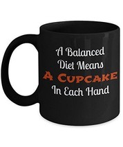 Cupake Coffee Mug - Cupcake Diet - Novelty 11oz Black Ceramic Tea Cup - ... - £17.57 GBP