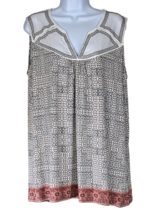 Cynthia Rowley Sleeveless Tunic Top Size 1X Geometric Print Blouse Relaxed - $16.85