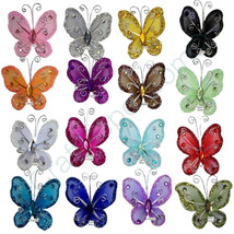 12Pcs 3&quot; Organza Butterflies Craft Wedding Party Decoration U-Pick From 16 Color - £3.98 GBP