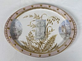 ANTIQUE Davenport Staffordshire Hand Painted Porcelain wall Plaque Charger tray  - £197.59 GBP