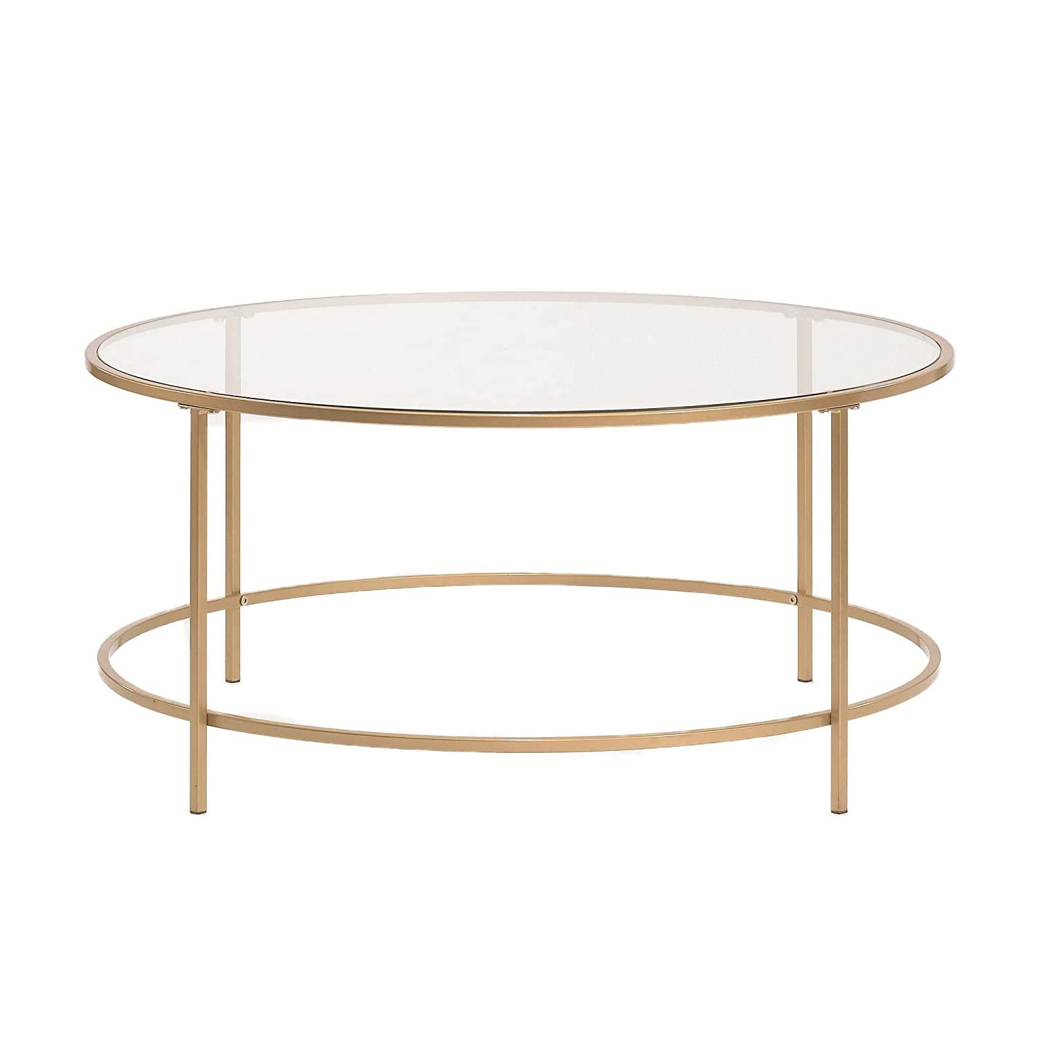 Sauder 417830 Int Lux Coffee Table Round, Glass / Gold Finish - $190.99