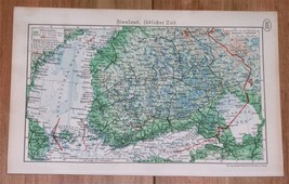 1938 Original Vintage Map Of Southern Finland / Karelia Vyborg Viipuri - £22.26 GBP