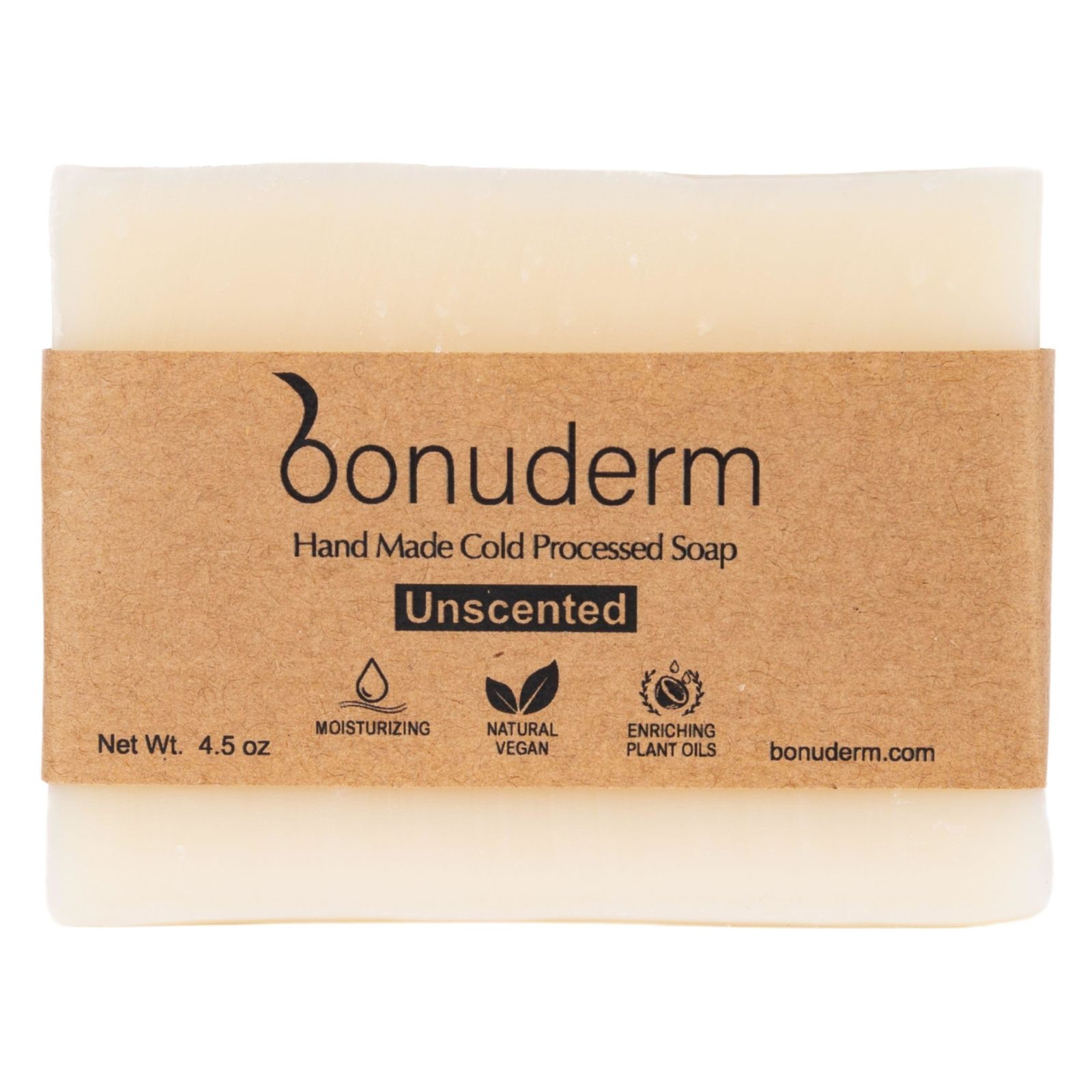 Natural Unscented Soap for Sensitive Skin - Vegan Handmade Soap with Coconut, A