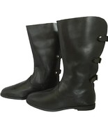 Medieval Black Leather Boots 3 Buckle | Renaissance Inspired Loafer Boot... - $89.99