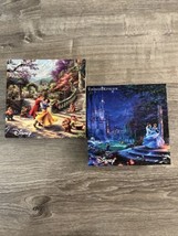 Lot Of 2 Kinkade Disney Puzzles 750 Pc Complete Cinderella Snow White W/ Posters - £19.97 GBP