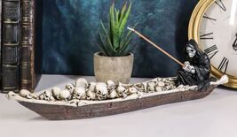 Ebros Charon Grim Reaper Fishing On Boat Of Skulls Incense Burner Statue... - $19.95
