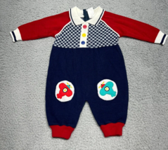 Vgt Boys Knit Romper 3-6 mths One Piece Color Block Back Zipper 1990s AirPlanes - £29.31 GBP