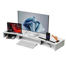 Dual Monitor Stand Riser With Usb Charger, Monitor Riser With Adjustable Length  - £49.82 GBP