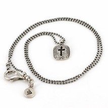 Retired Silpada Oxidized Sterling Petite Cross Pendant Bead Chain Necklace N1925 - £23.94 GBP
