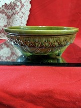 Vintage Antique Pottery Art Deco Footed Shallow  bowl Green 7 3/4” Diameter - $11.88