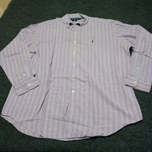 Ralph Lauren Shirt Men Large Purple Plaid Blake Cotton Button Up Long Sl... - $23.10