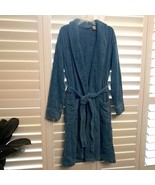 LL Bean bath Robe Mens size L LARGE Blue Teal Terry Cloth Cotton L.L. Be... - €42,80 EUR