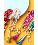 Festival Fuchsia Chain Design Tassel Key Ring - €4,75 EUR
