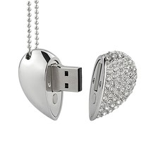 64Gb Crystal Loving Heart Shape Jewelry Usb Flash Drive Memory Stick With Neckla - £18.81 GBP