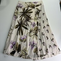 Vince Skirt Tropical Garden Flowers Palm Trees Print Crepe Midi Size 6 - $64.34