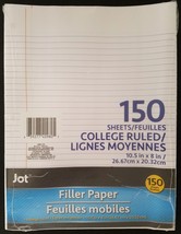 LOOSE-LEAF Filler Paper College Ruled 3 Hole Punched 8&quot;x 10.5&quot; 150 Sheets - £2.36 GBP