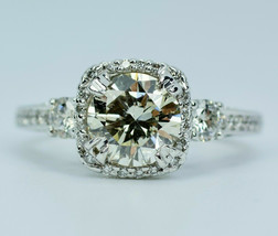 Halo Engagement Ring 2.60Ct Round Cut Moissanite Solid 14k White Gold in Size 8 - £226.18 GBP