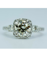 Halo Engagement Ring 2.60Ct Round Cut Moissanite Solid 14k White Gold in... - £222.78 GBP