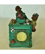 Photo Piggy Bank Money Box Picture Frame Teddy Bear Telephone Green Wood... - $524.20 MXN